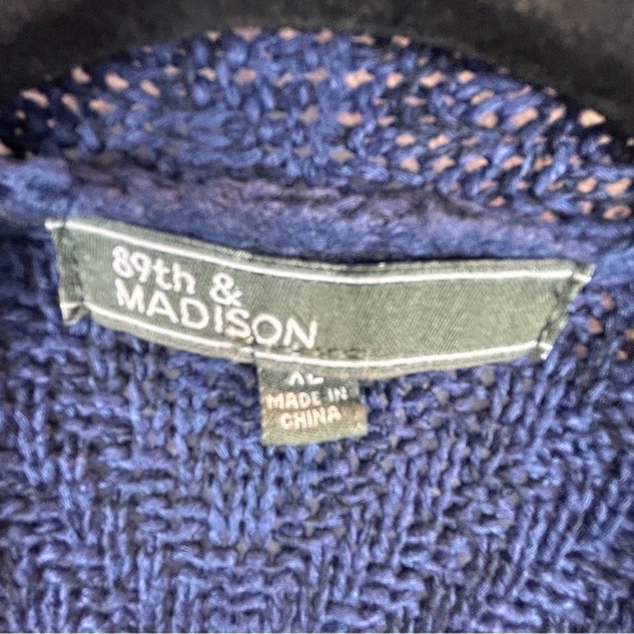 89th & Madison Navy Blue Knit Open Front Longline Sweater Vest XL - Picture 5 of 12